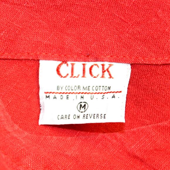 CLICK Color Me Cotton Art to Wear 100% Linen Dress Medium Red Made USA - Picture 9 of 9